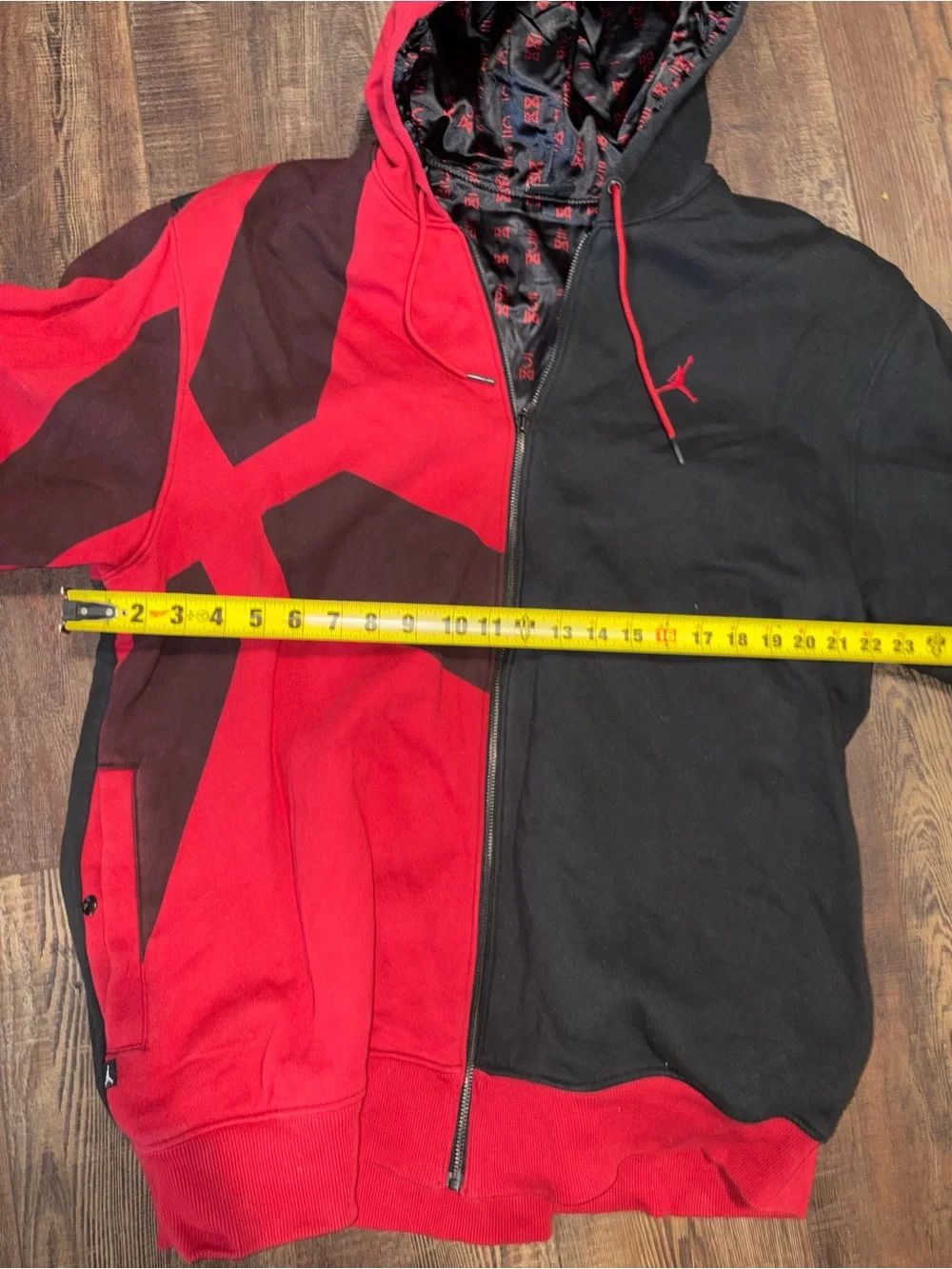 Nike Air Jordan Hoodie Pants Set Red Black Jumpman Full Zip Tracksuit
